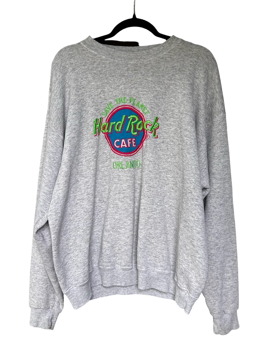 Vintage 90s Hard Rock Cafe Orlando Gray Save the Planet Logo Sweatshirt XL